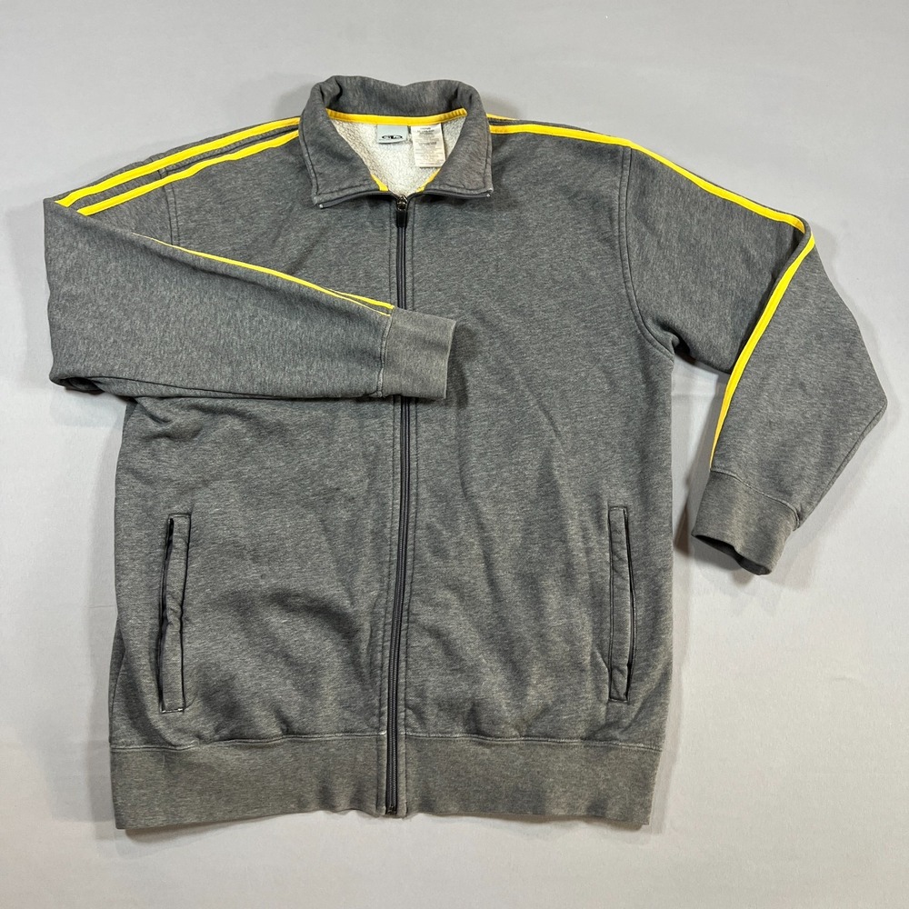Athletic Works Track Jacket Mens Medium Heather Gray Fleece Long Sleeve Full Zip